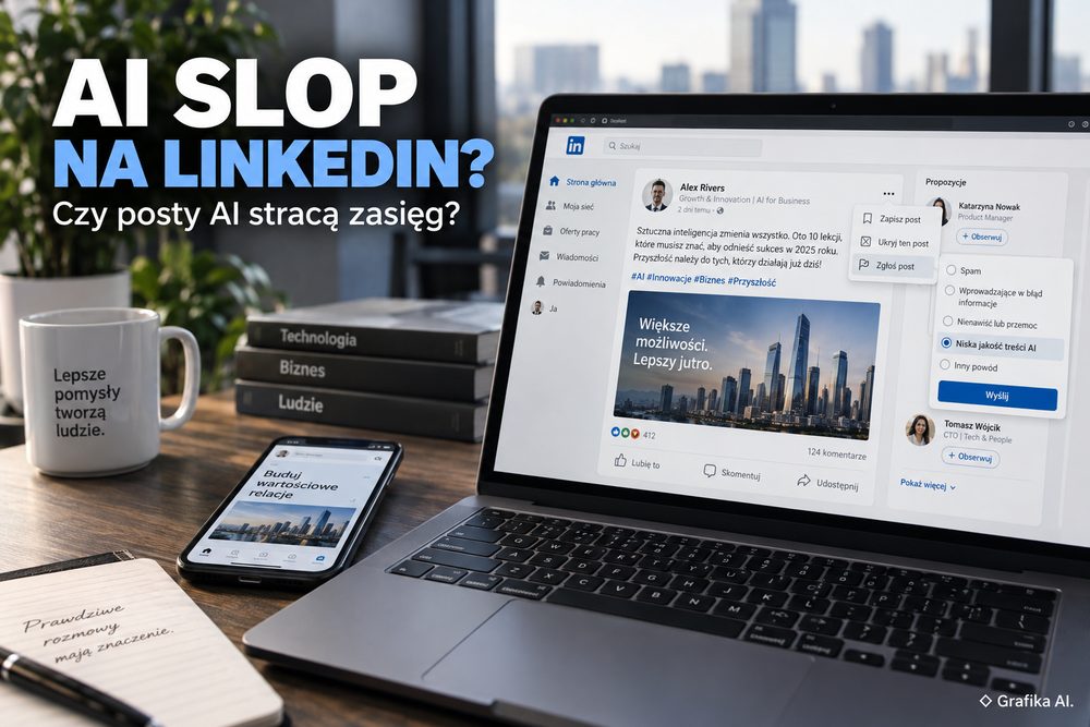 Jakość treści tworzonych z AI i zgłaszanie AI slop na LinkedIn